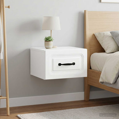 Wall-Mounted Bedside Cabinet with Drawer 2 pcs High Gloss White
