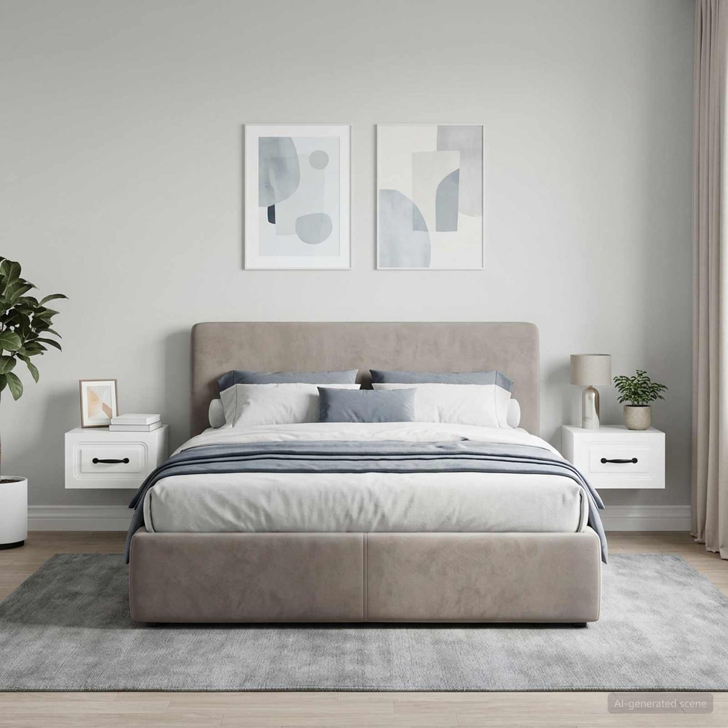 Wall-Mounted Bedside Cabinet with Drawer 2 pcs High Gloss White