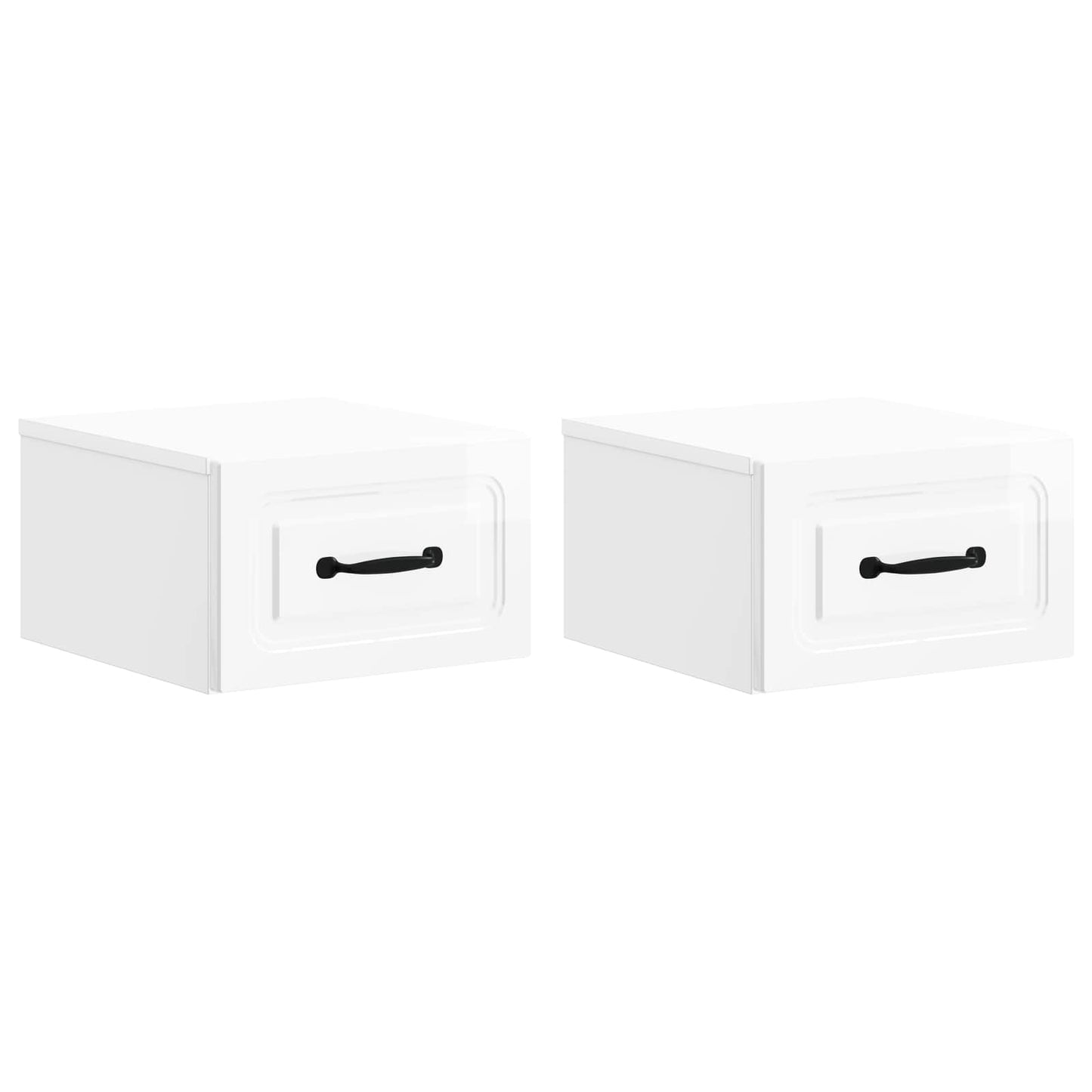 Wall-Mounted Bedside Cabinet with Drawer 2 pcs High Gloss White