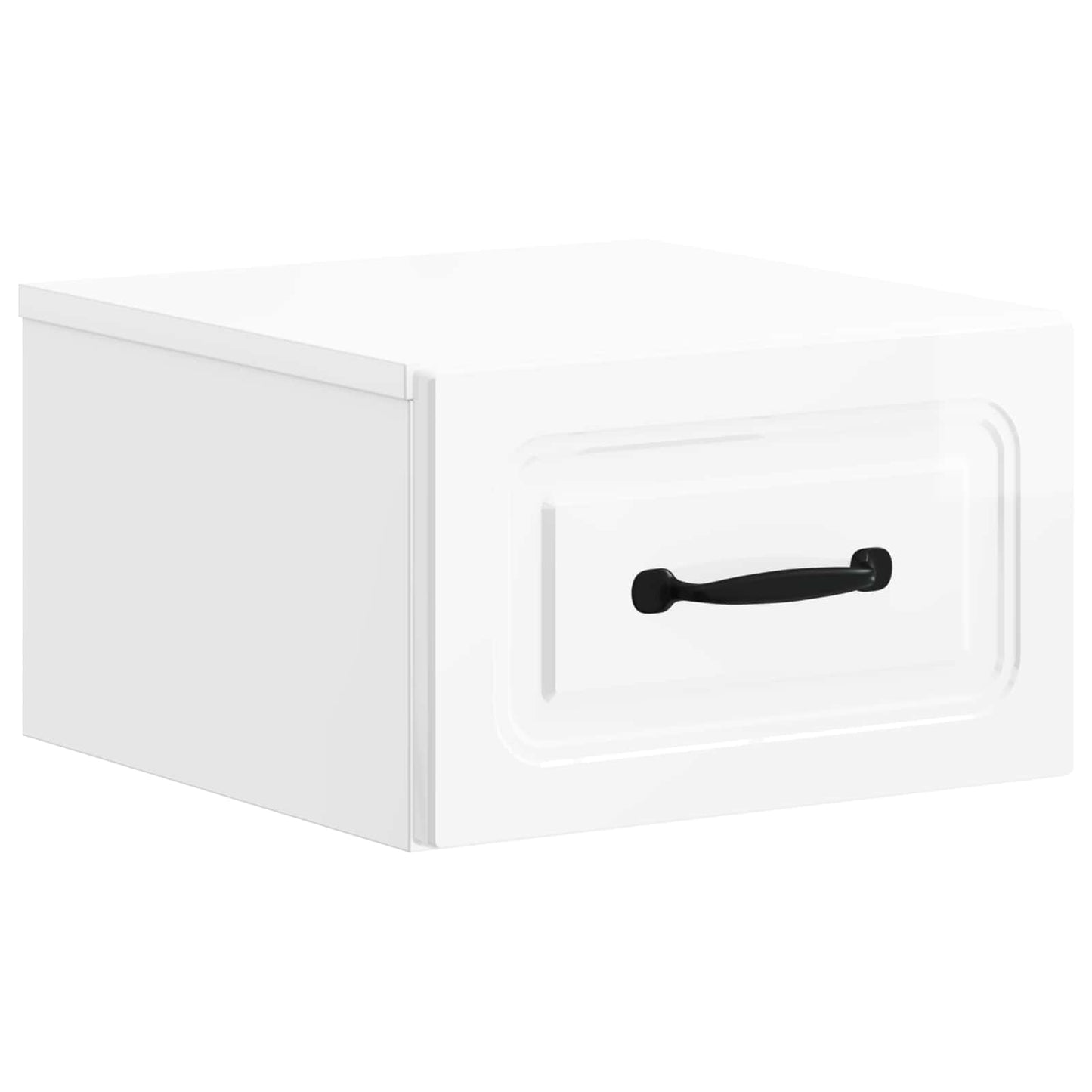 Wall-Mounted Bedside Cabinet with Drawer 2 pcs High Gloss White
