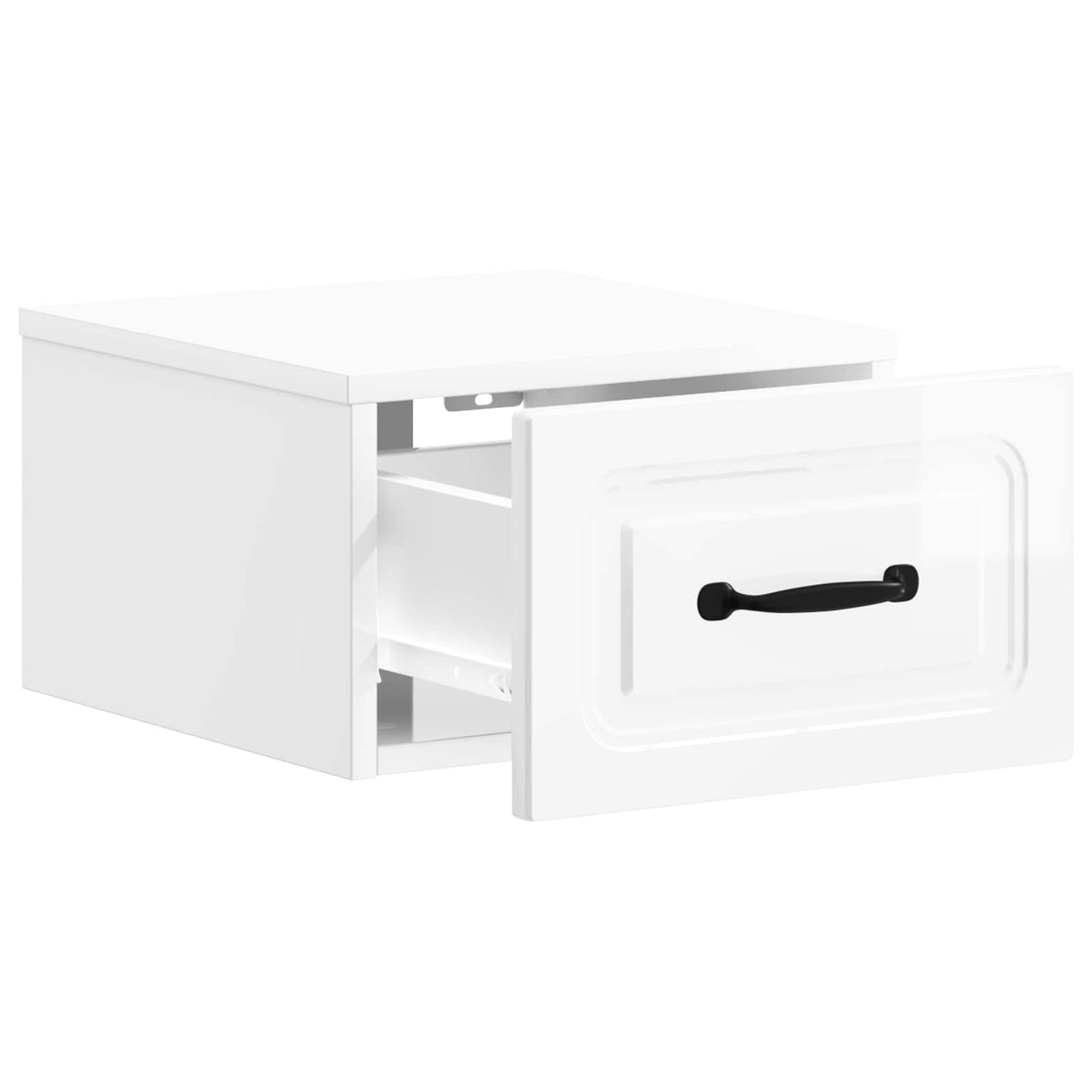 Wall-Mounted Bedside Cabinet with Drawer 2 pcs High Gloss White