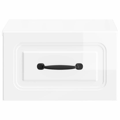 Wall-Mounted Bedside Cabinet with Drawer 2 pcs High Gloss White