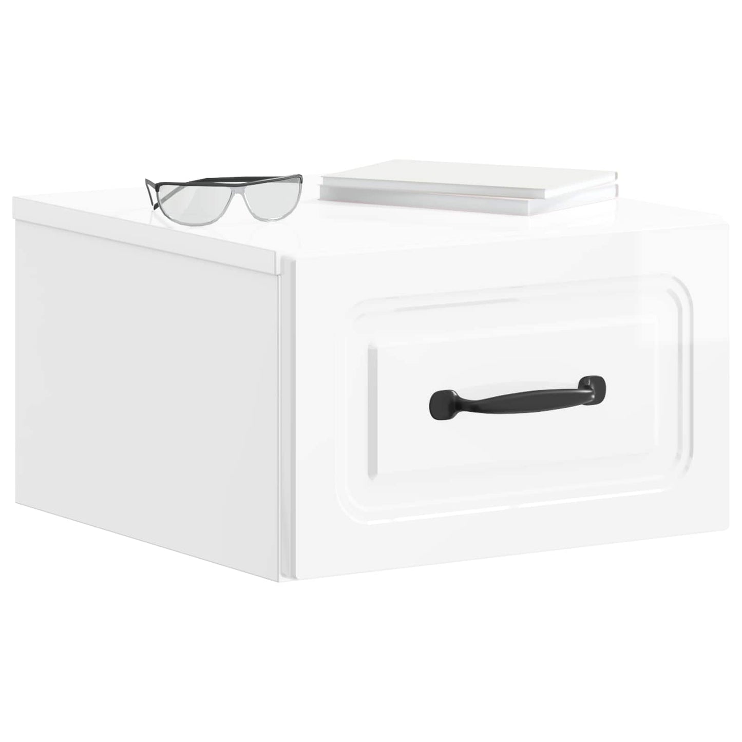 Wall-Mounted Bedside Cabinet with Drawer 2 pcs High Gloss White