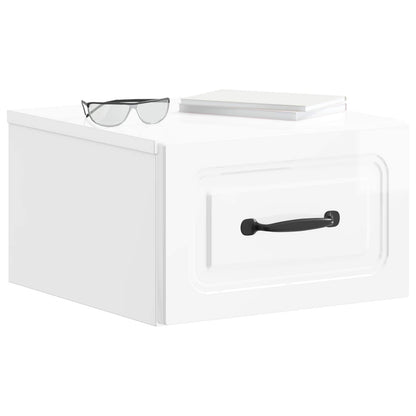 Wall-Mounted Bedside Cabinet with Drawer 2 pcs High Gloss White