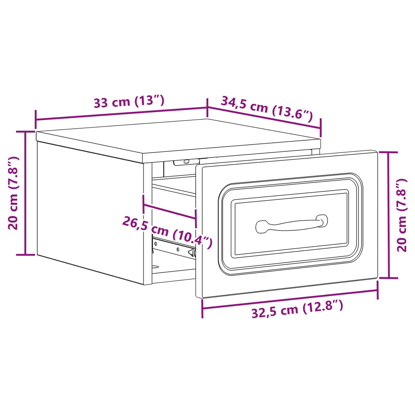Wall-Mounted Bedside Cabinet with Drawer 2 pcs High Gloss White