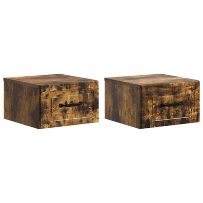 Wall-Mounted Bedside Cabinet 2 pcs Smoked Oak 34.5 x 33 x 20 cm