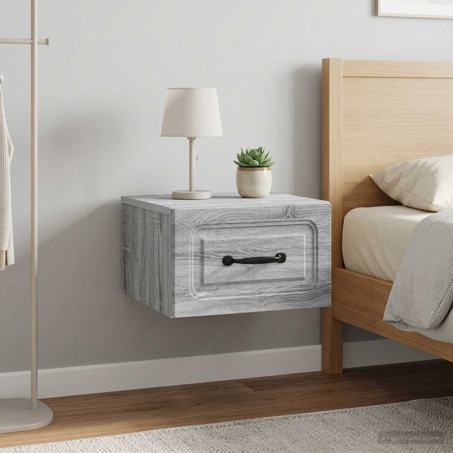 Wall-Mounted Bedside Cabinet 2 pcs Grey Sonoma