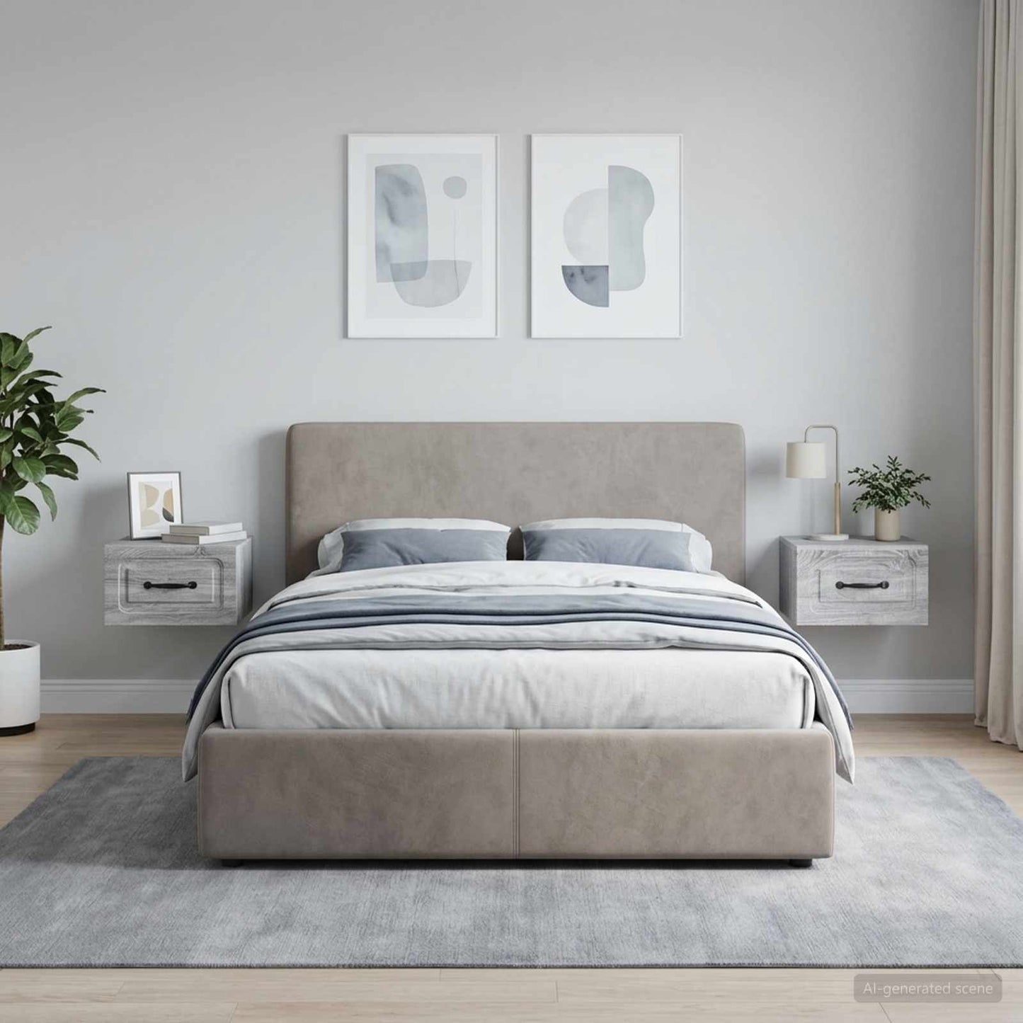 Wall-Mounted Bedside Cabinet 2 pcs Grey Sonoma
