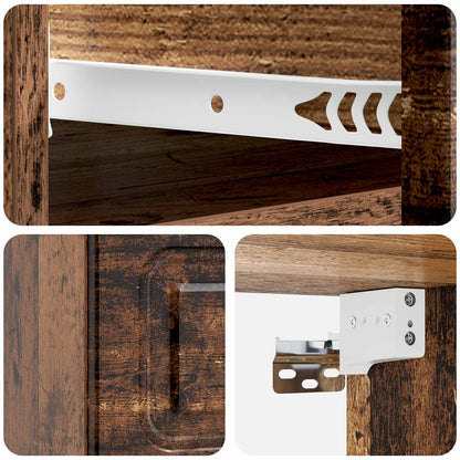 Wall-Mounted Bedside Cabinet Old Wood 34.5 x 33 x 20 cm