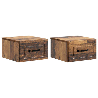 Wall-Mounted Bedside Cabinet 2 pcs Old Wood 34.5 x 33 x 20 cm