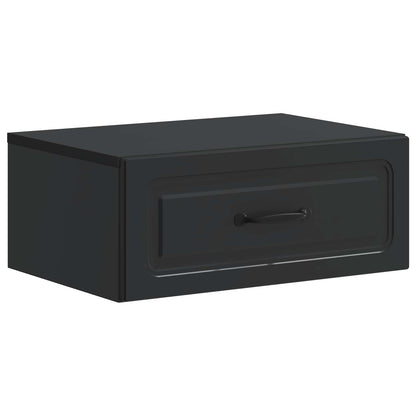 Wall-Mounted Bedside Cabinet Black 49 x 34.5 x 20 cm