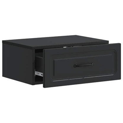 Wall-Mounted Bedside Cabinet Black 49 x 34.5 x 20 cm