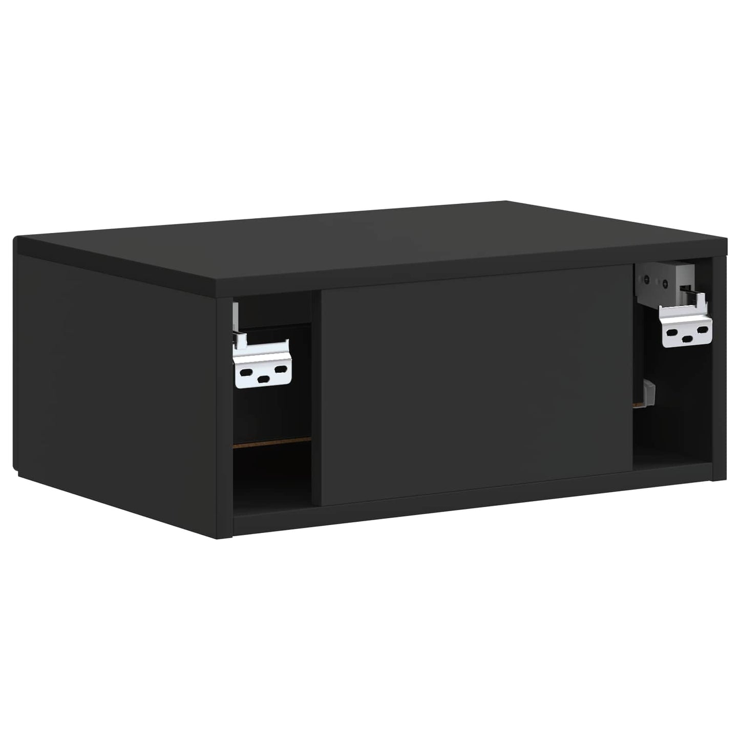 Wall-Mounted Bedside Cabinet Black 49 x 34.5 x 20 cm