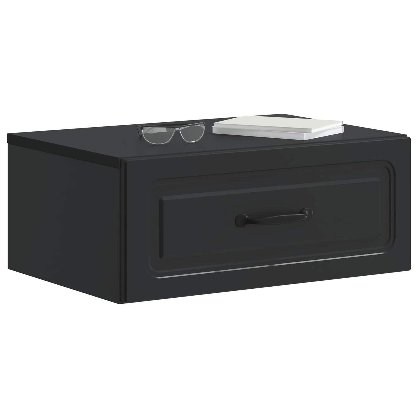 Wall-Mounted Bedside Cabinet Black 49 x 34.5 x 20 cm