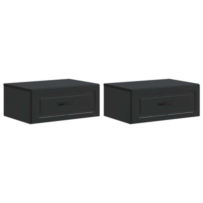 Wall-Mounted Bedside Cabinet 2 pcs Black 49 x 34.5 x 20 cm