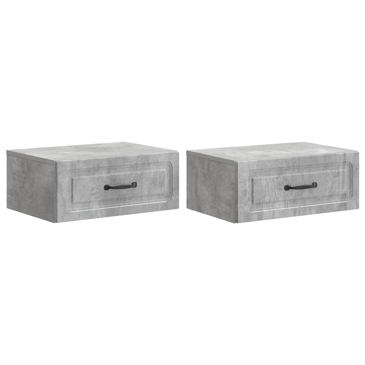 Wall-Mounted Bedside Cabinet with Drawer 2 pcs Concrete Grey