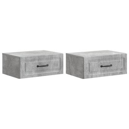 Wall-Mounted Bedside Cabinet with Drawer 2 pcs Concrete Grey