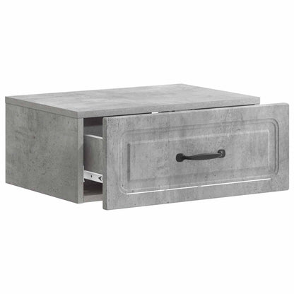 Wall-Mounted Bedside Cabinet with Drawer 2 pcs Concrete Grey