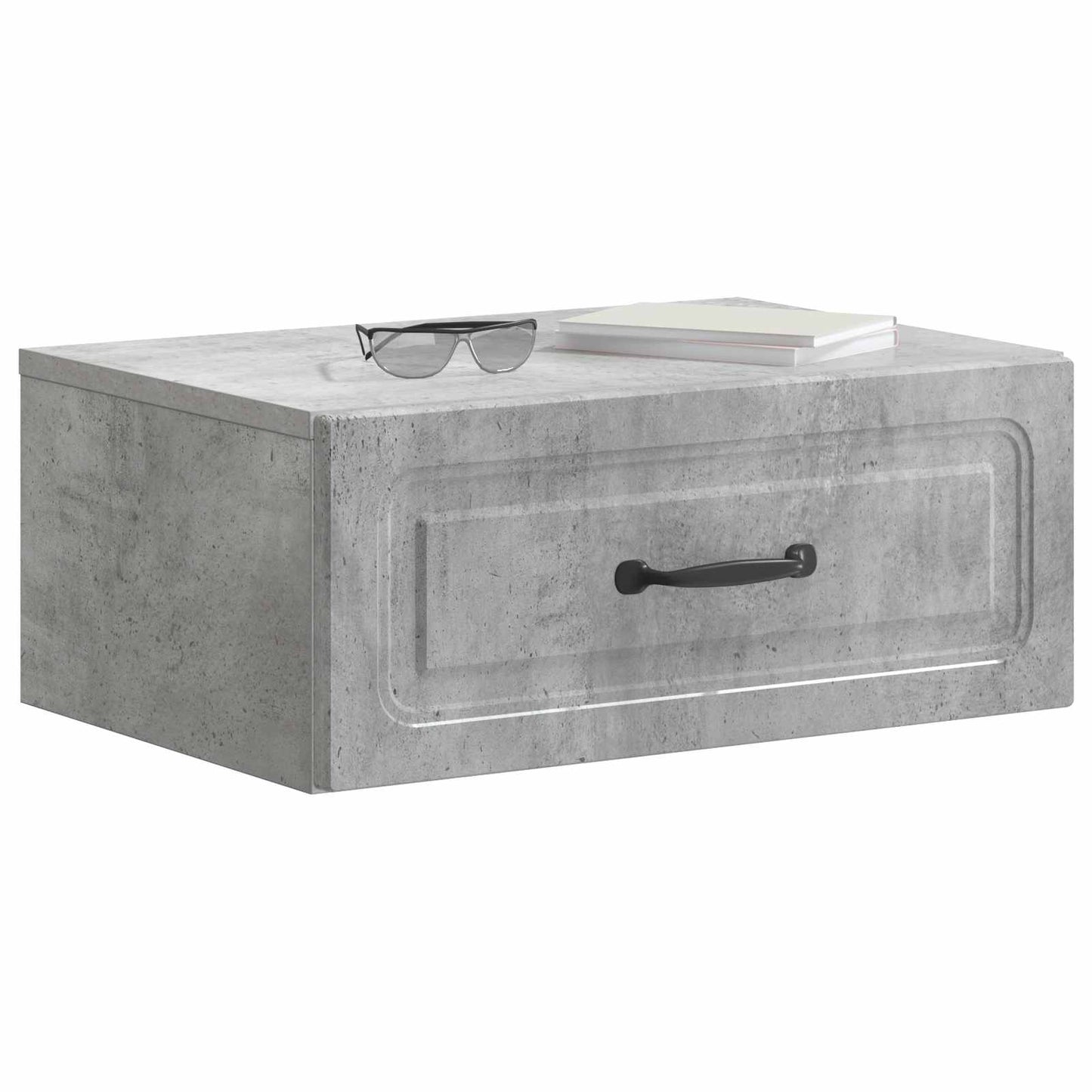 Wall-Mounted Bedside Cabinet with Drawer 2 pcs Concrete Grey