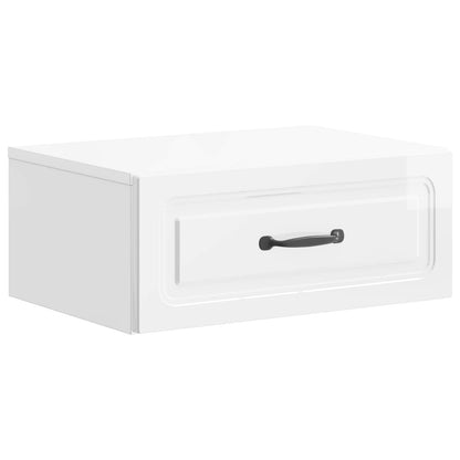 Wall-Mounted Bedside Cabinet High Gloss White 49 x 34.5 x 20 cm