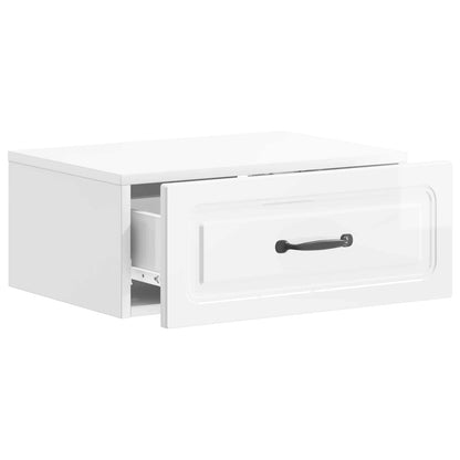 Wall-Mounted Bedside Cabinet High Gloss White 49 x 34.5 x 20 cm