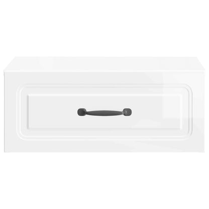 Wall-Mounted Bedside Cabinet High Gloss White 49 x 34.5 x 20 cm