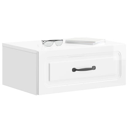 Wall-Mounted Bedside Cabinet High Gloss White 49 x 34.5 x 20 cm