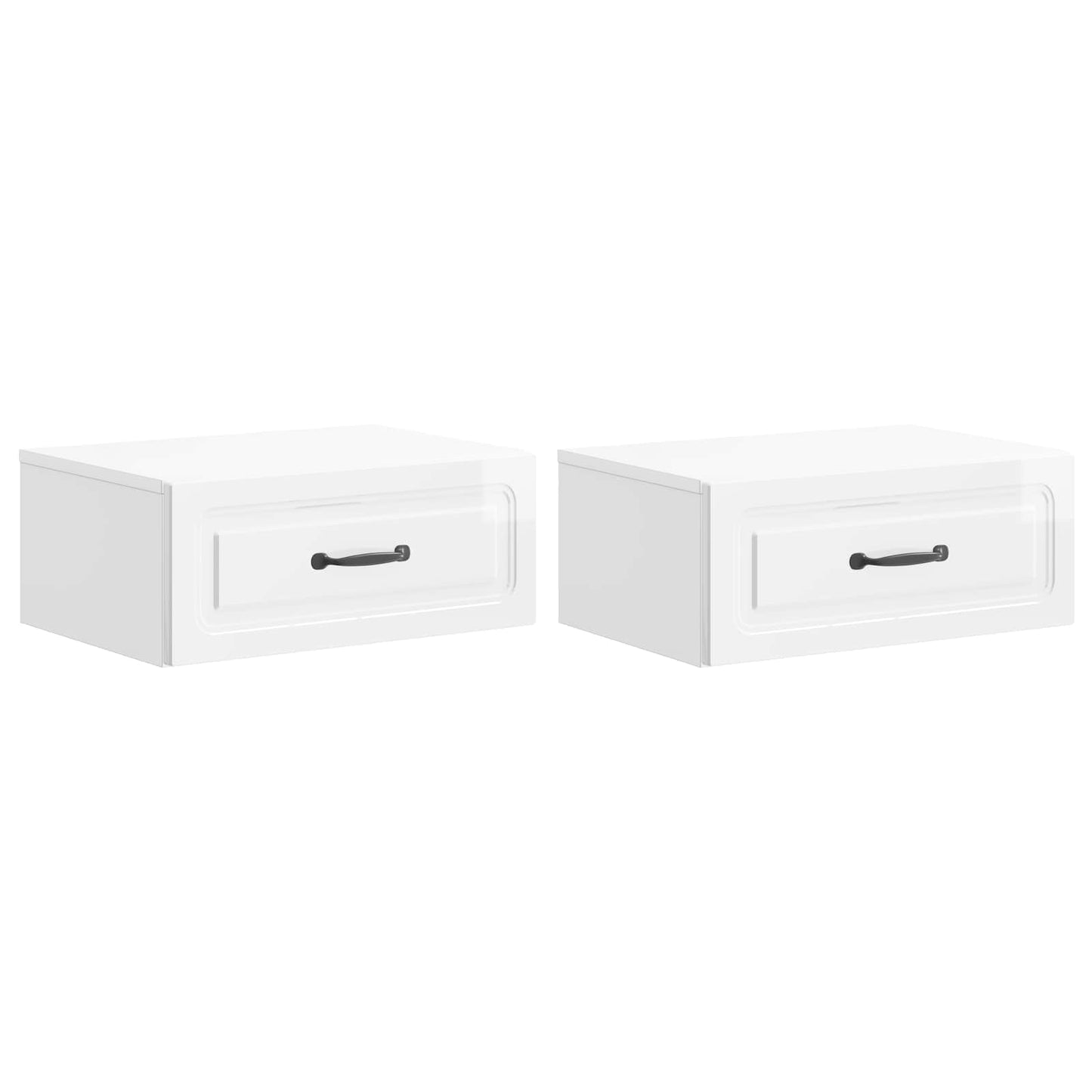 Wall-Mounted Bedside Cabinet 2 pcs High Gloss White