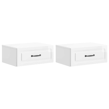 Wall-Mounted Bedside Cabinet 2 pcs High Gloss White