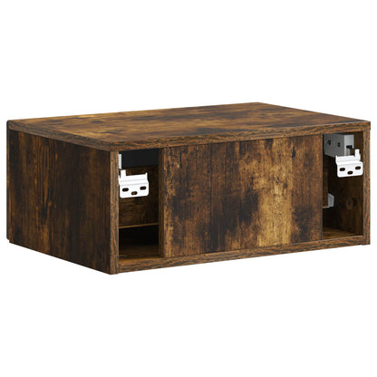 Wall-Mounted Bedside Cabinet 2 pcs Smoked Oak 49 x 34.5 x 20 cm