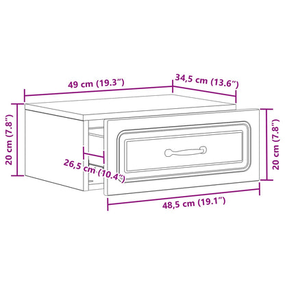 Wall-Mounted Bedside Cabinet Grey Sonoma 49 x 34.5 x 20 cm
