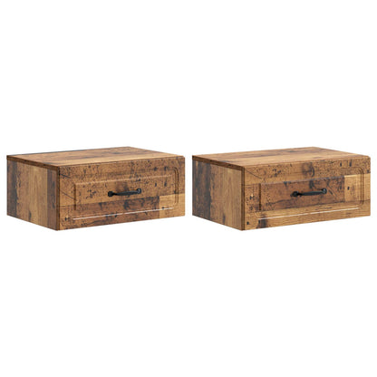 Wall-Mounted Bedside Cabinet 2 pcs Old Wood 49 x 34.5 x 20 cm