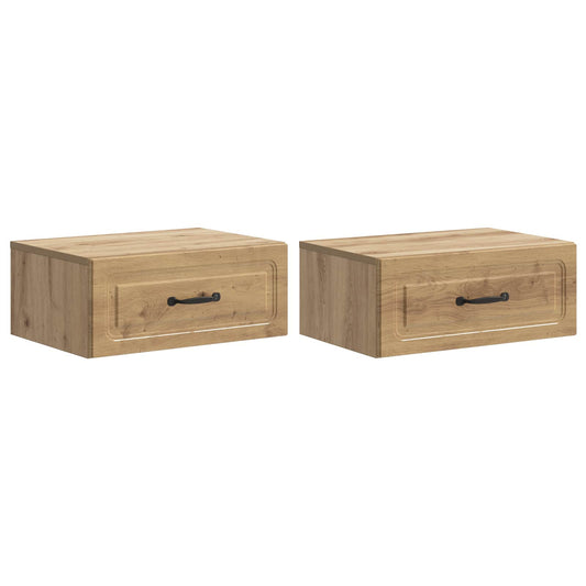Wall-Mounted Bedside Cabinet 2 pcs Artisan Oak Engineered Wood