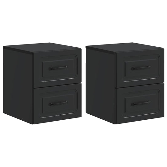 Wall-Mounted Bedside Cabinet 2 pcs Black 34.5 x 33 x 40 cm