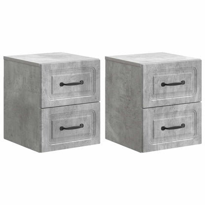 Wall-Mounted Bedside Cabinet with Drawer 2 pcs Concrete Grey