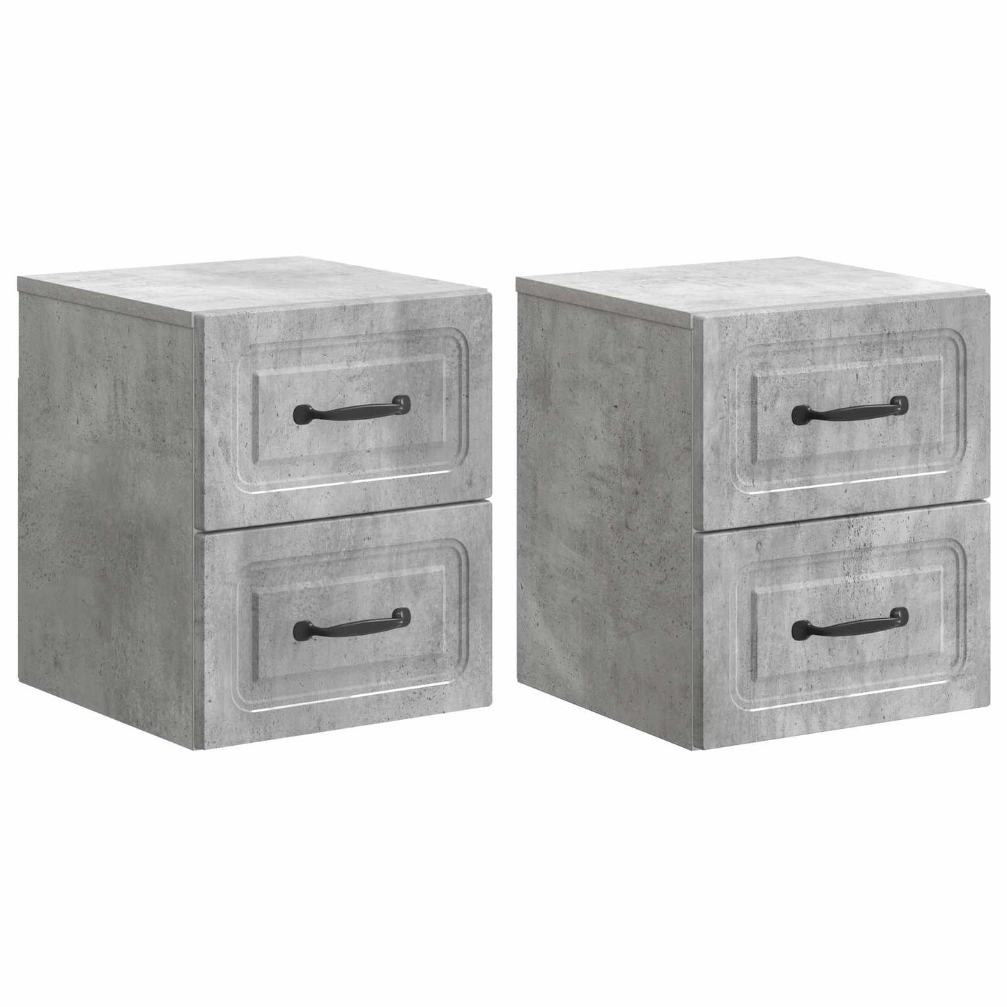 Wall-Mounted Bedside Cabinet 2 pcs Concrete Grey