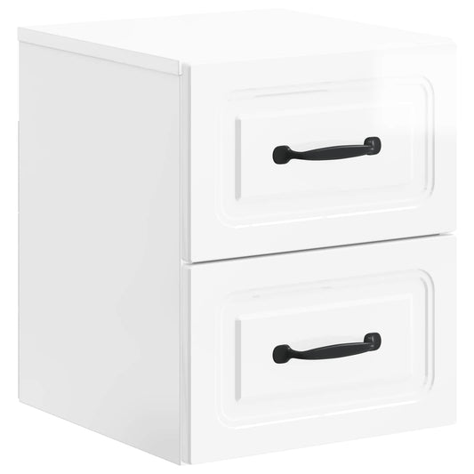 Wall-Mounted Bedside Cabinet High Gloss White 34.5 x 33 x 40 cm