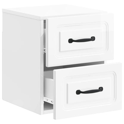 Wall-Mounted Bedside Cabinet High Gloss White 34.5 x 33 x 40 cm