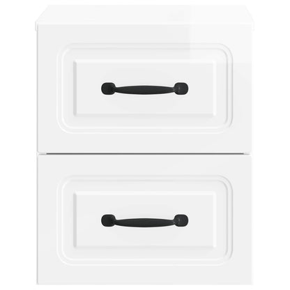 Wall-Mounted Bedside Cabinet High Gloss White 34.5 x 33 x 40 cm