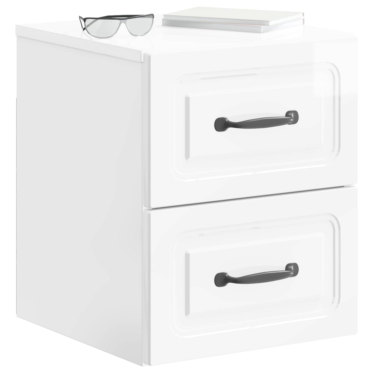Wall-Mounted Bedside Cabinet High Gloss White 34.5 x 33 x 40 cm