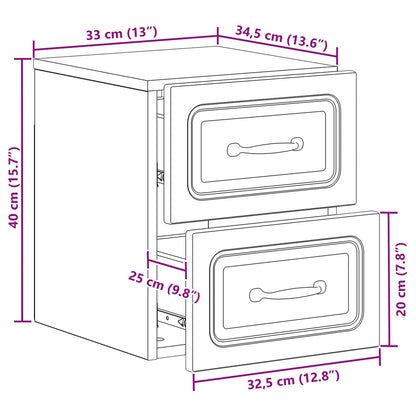 Wall-Mounted Bedside Cabinet High Gloss White 34.5 x 33 x 40 cm