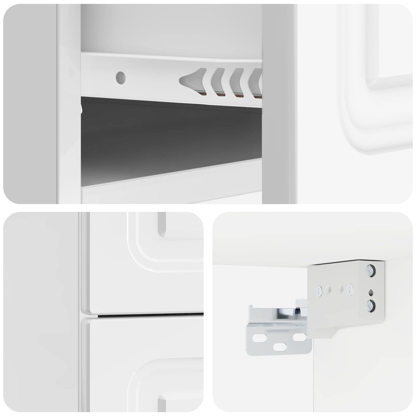 Wall-Mounted Bedside Cabinet with Drawer 2 pcs High Gloss White