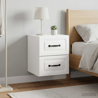 Wall-Mounted Bedside Cabinet with Drawer 2 pcs High Gloss White