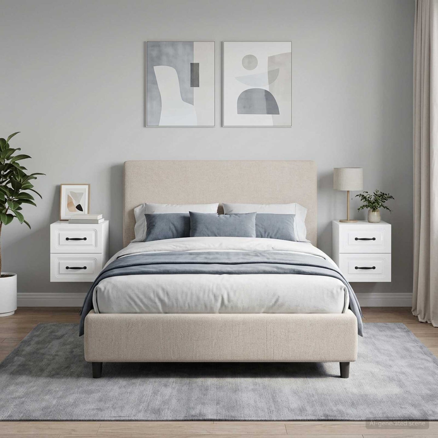Wall-Mounted Bedside Cabinet with Drawer 2 pcs High Gloss White