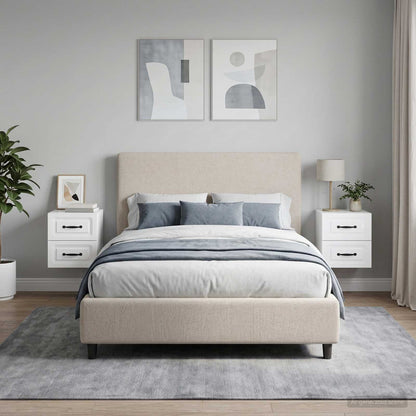 Wall-Mounted Bedside Cabinet with Drawer 2 pcs High Gloss White