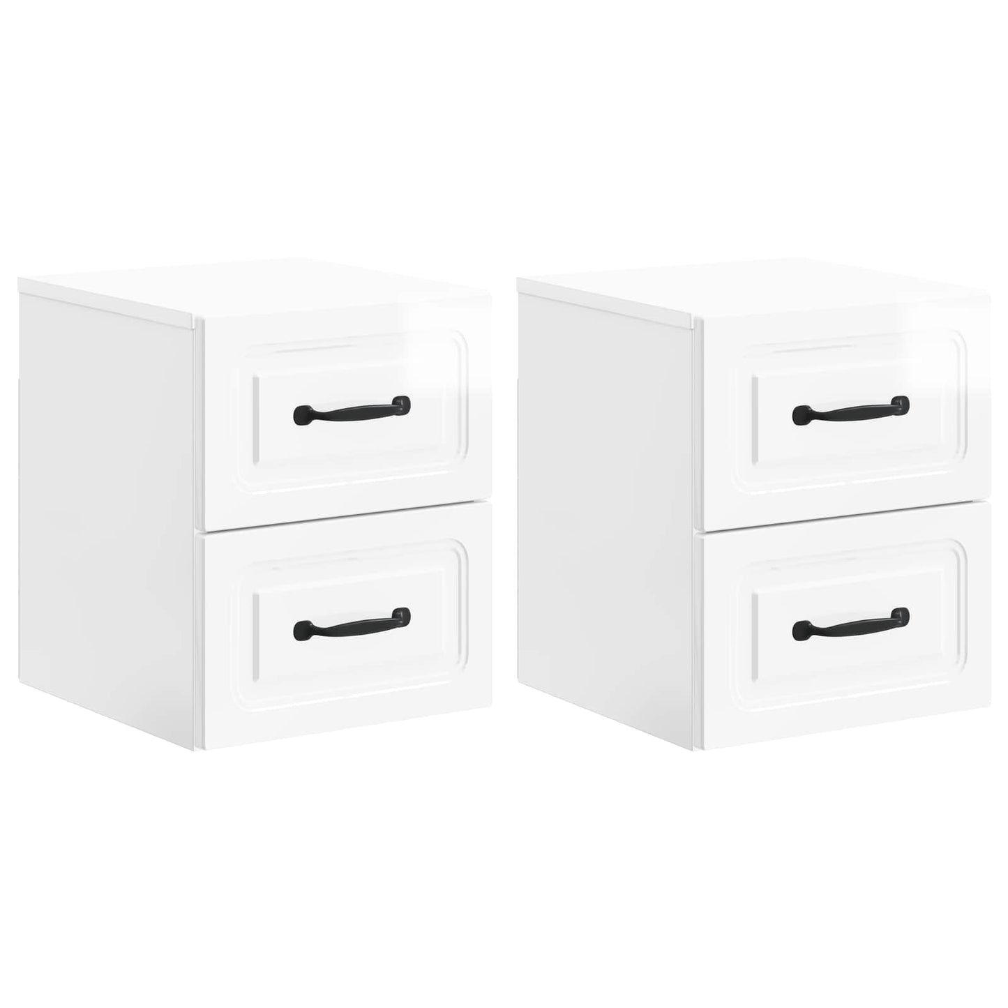 Wall-Mounted Bedside Cabinet 2 pcs High Gloss White