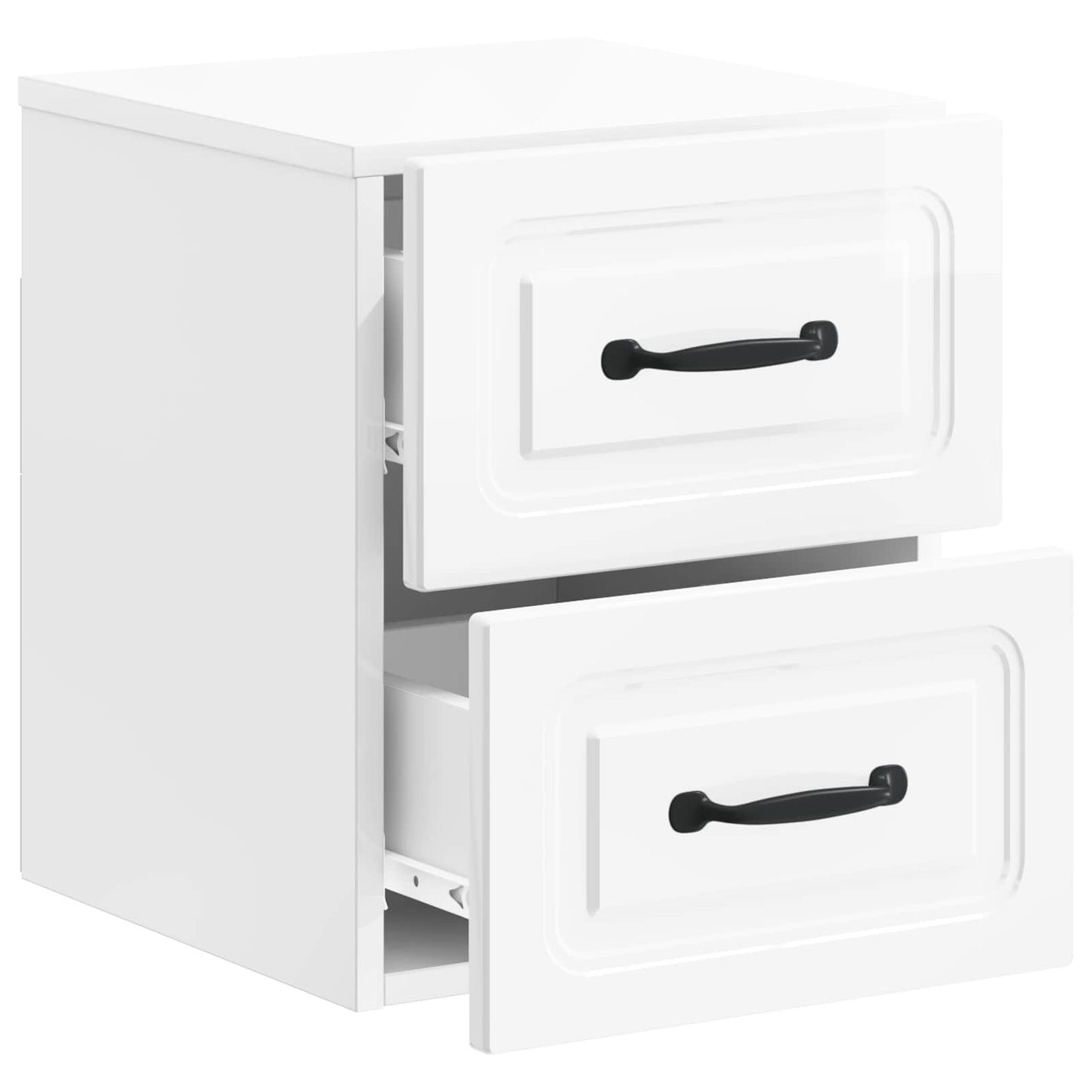 Wall-Mounted Bedside Cabinet with Drawer 2 pcs High Gloss White
