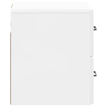 Wall-Mounted Bedside Cabinet with Drawer 2 pcs High Gloss White