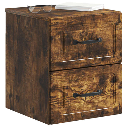 Wall-Mounted Bedside Cabinet 2 pcs Smoked Oak 34.5 x 33 x 40 cm