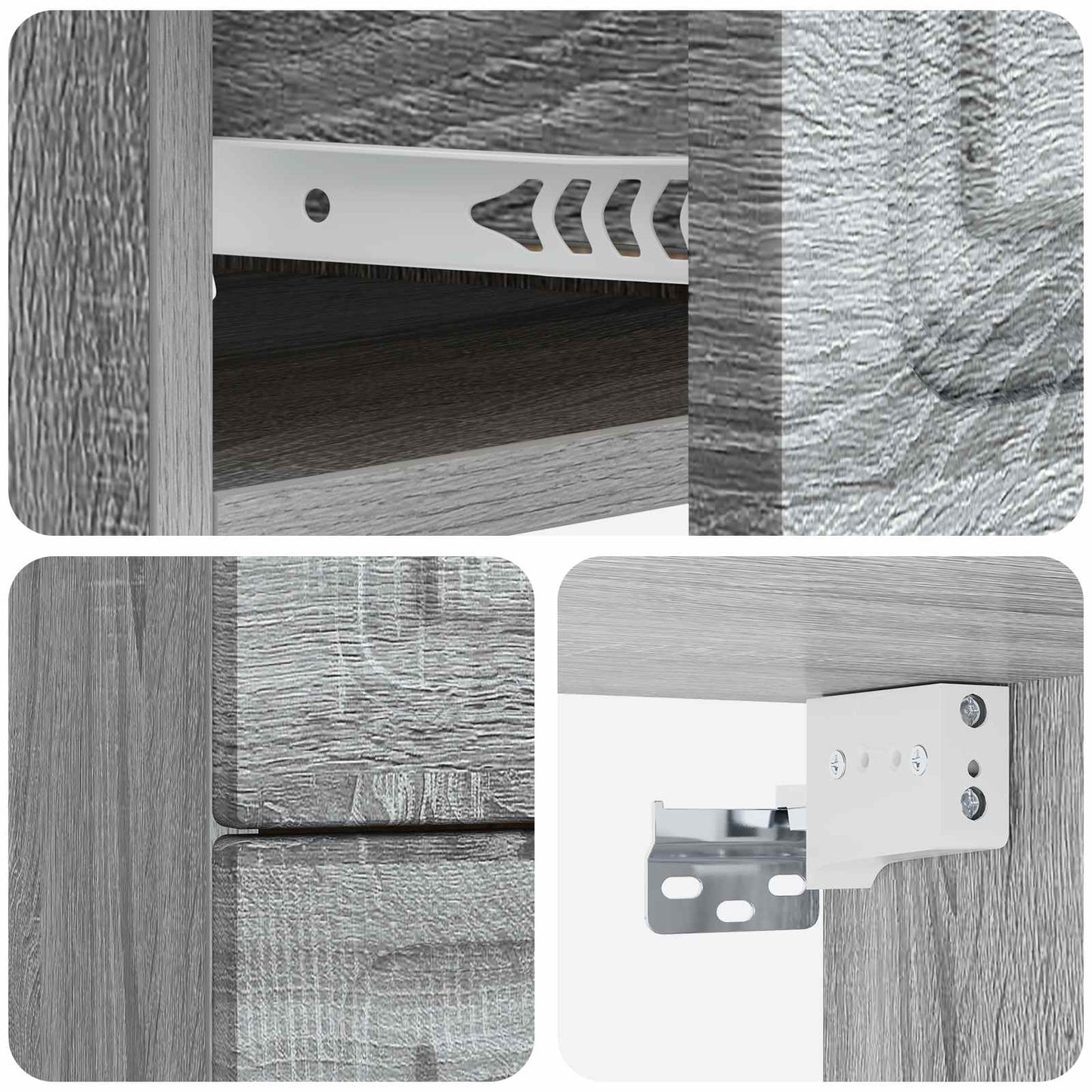 Wall-Mounted Bedside Cabinet Grey Sonoma 34.5 x 33 x 40 cm